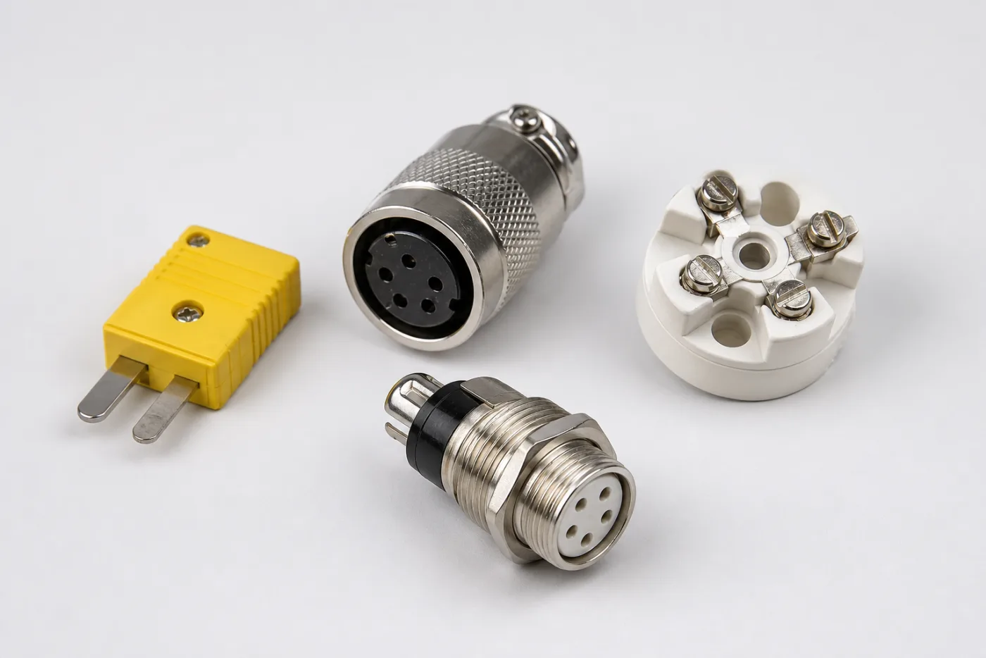 Thermocouple and RTD connector hardware without attached lead wire