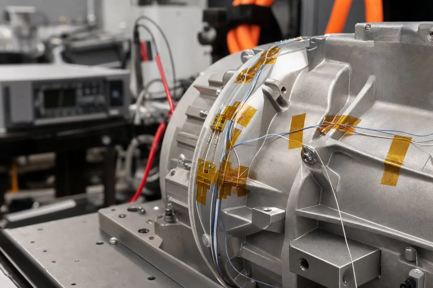 Fine thermocouple and RTD wiring on an automotive and EV thermal test fixture