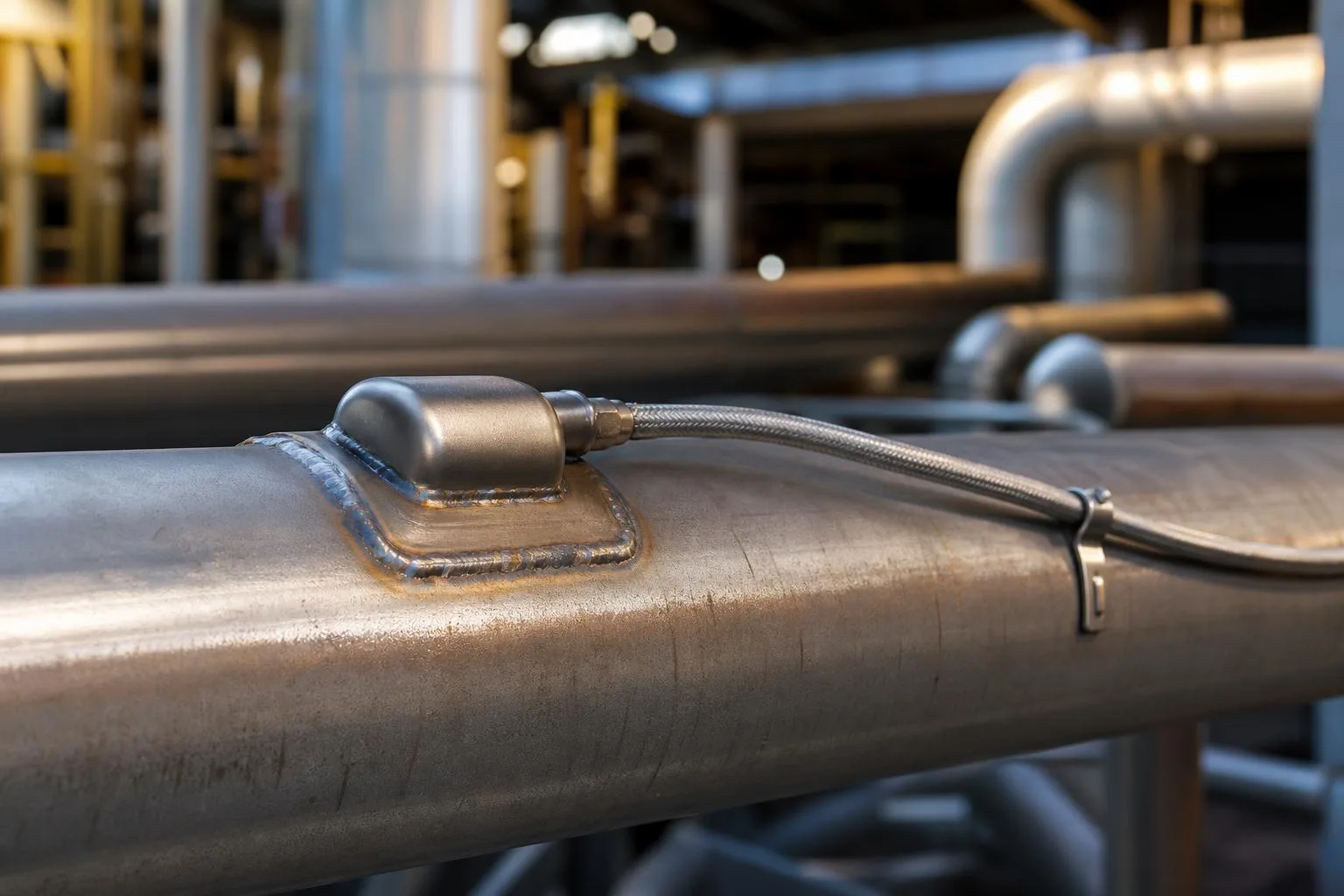 Tube-skin weld-pad thermocouple mounted to high-temperature power-generation tubing