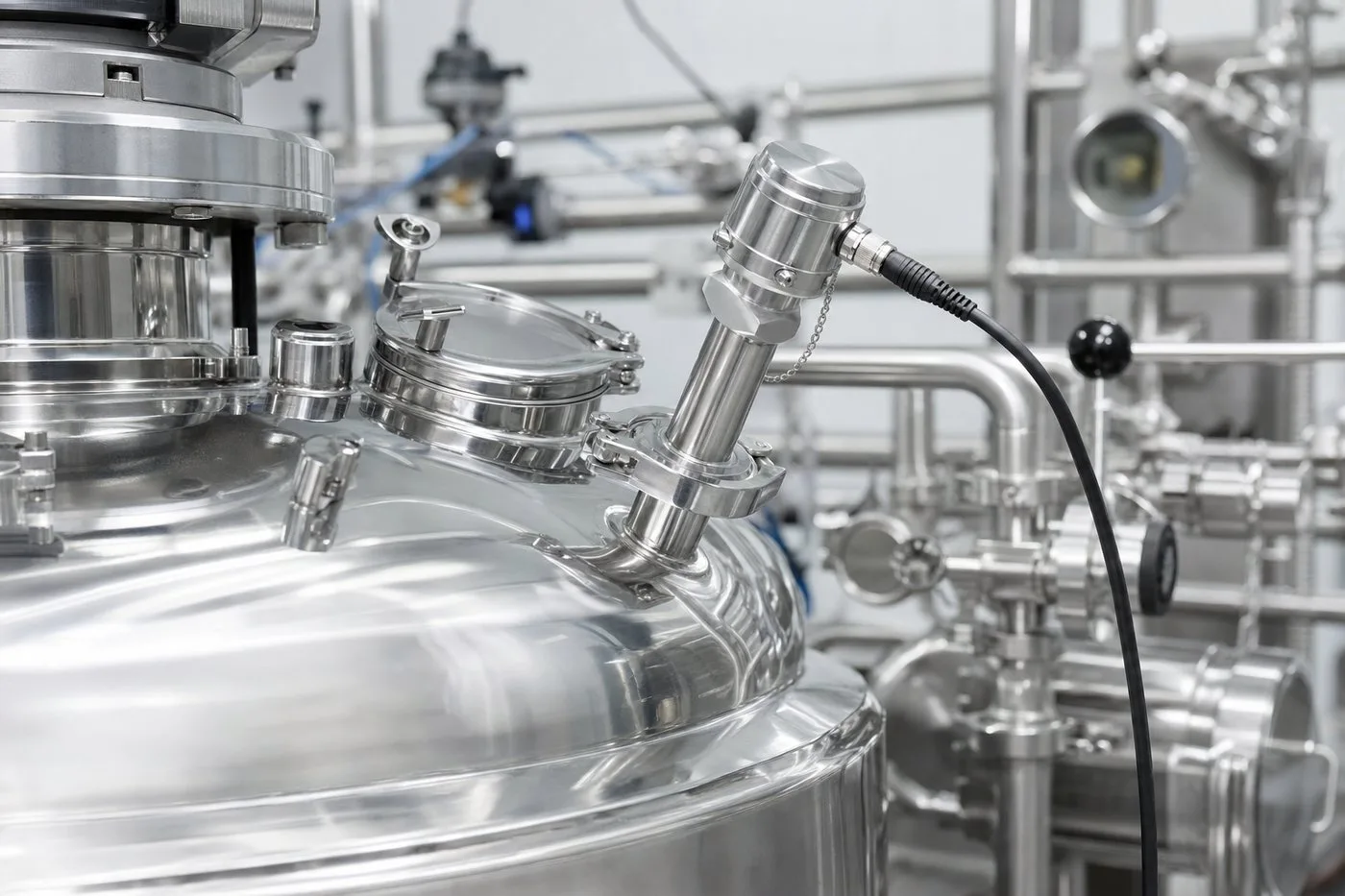 Sanitary RTD temperature instrumentation on polished pharmaceutical process equipment