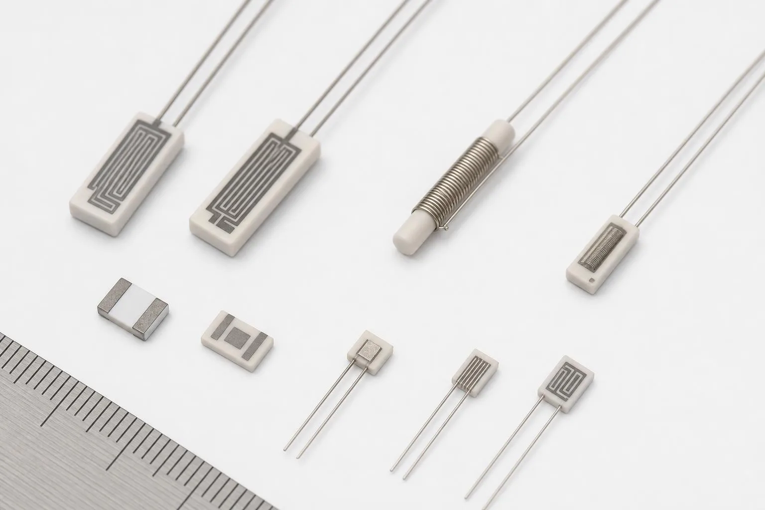 Pt100 and Pt1000 RTD resistance elements with thin-film and wire-wound ceramic sensing elements
