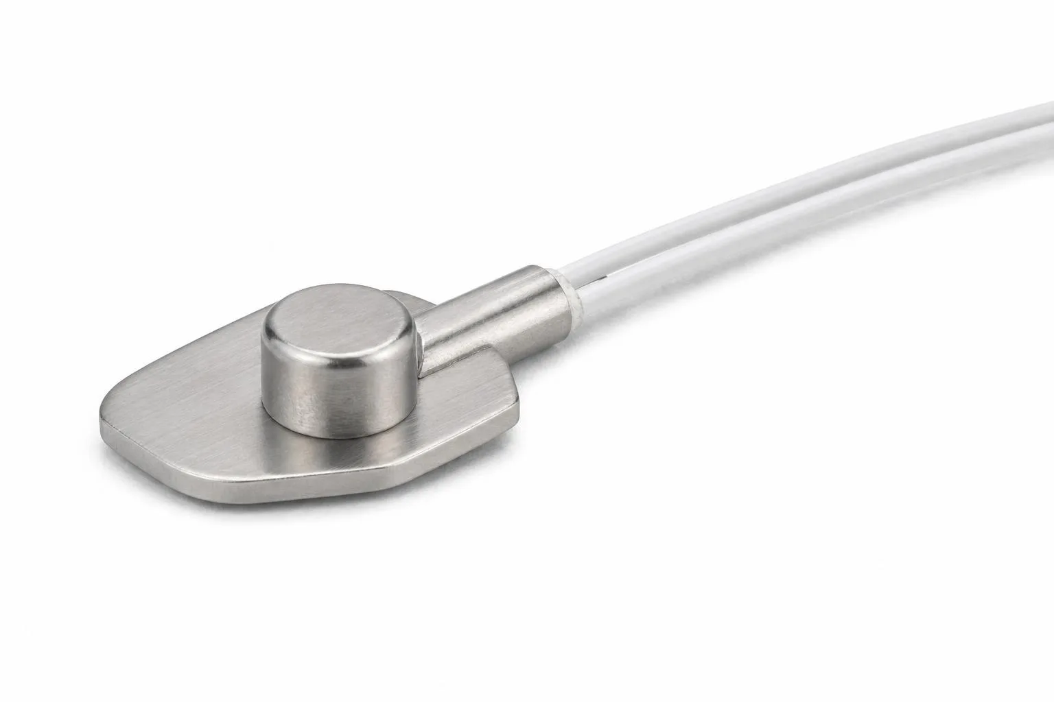 Surface-mount RTD sensor with low-profile stainless weld pad and lead wire exit