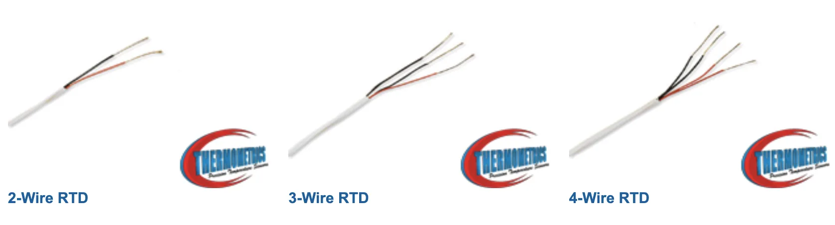 2-wire, 3-wire, and 4-wire RTD wiring reference