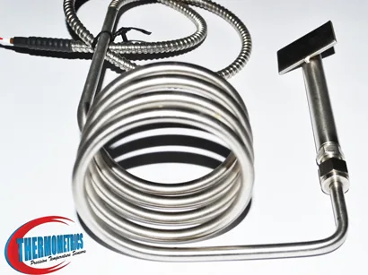 Weld-pad tube-skin thermocouple with stainless overbraid lead